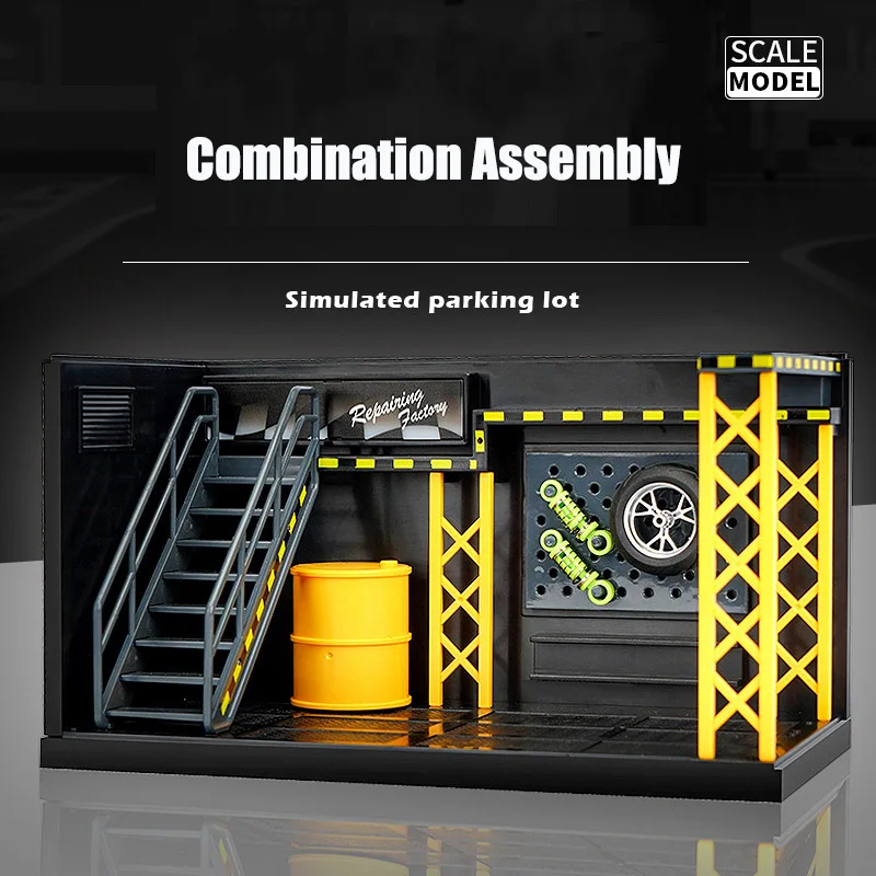 1:24 1:12 Scale Lighting Parking Lot Assembly Toy Diecast Alloy Model Car Garage DIY Scene Collection Display Toy Children Gift