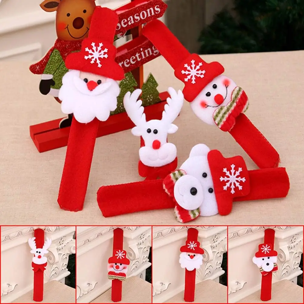 12-96Pcs Christmas Slap Bracelets Santa Snowman Reindeer Designs Holiday Decorations Accessories Festive Party Random Styles
