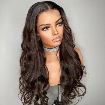 26inch Silk Top Brown Body Wave Natural 5x5 Silk Base Jewish Human Hair Wig With Baby Hair HD Lace European Hair Preplucked