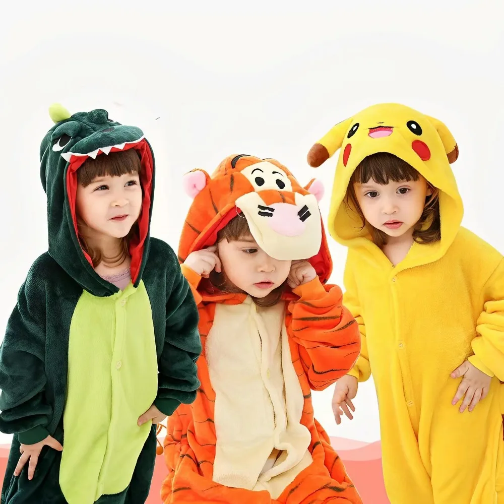 Thick Winter Outfit Children Cosplay Dinosaur Onesie Baby Animal