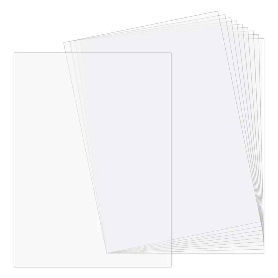 10 Fogli PVC Trasparente A4 0,2 Mm Effetto Satinato, Rigidi, Per Cornici, Stampini E Protezione Foto