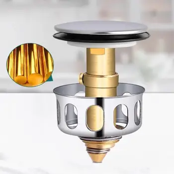 Basin Drains Universal Metal Filter Valve Pop-up Drainer Waste Stopper Bathtub Strainer Plug Hair Catchers Bathroom Accessories 2
