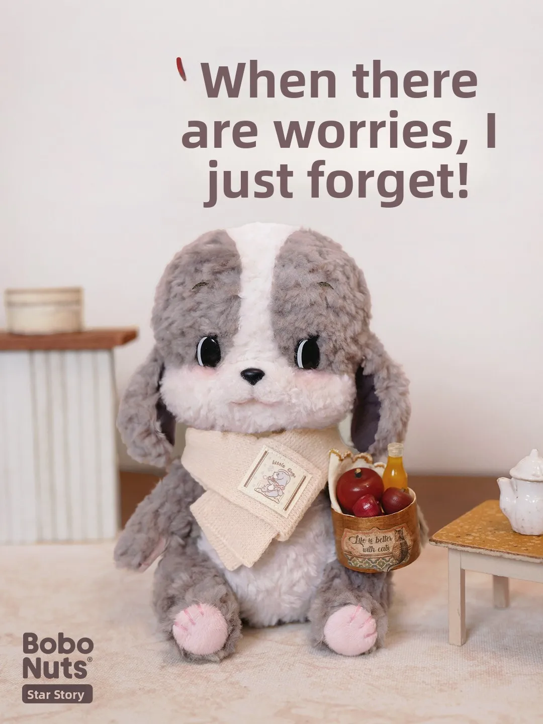 Bobonuts Doggo Plu Toy Stuffed Doll Fabric Art Birthday Gift for Girls Comforting Pal Handheld Doll PP Cotton Filled