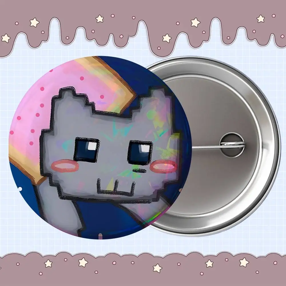 Niedliche Regenbogen-Alien-Nyan-Katze, runde, exquisite Abzeichen-Broschen, kreative Anstecknadeln für Kleidung, Hut, Rucksack, Geschenkzubehör – Detail 11