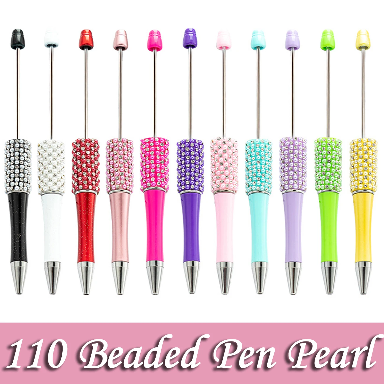 

110Pcs DIY Diamond Bead Pen Wholesale Creative DIY Handmade Sticker Set Diamond Beaded Ballpoint Pens Advertising Gift Pen