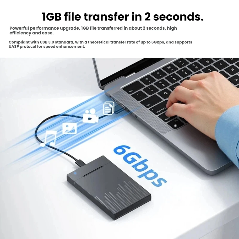 티쉬릭 외장 하드 드라이브 케이스 SATA to USB 3.0/타입 C 외장 HD 케이스 2.5인치 SSD 하드 디스크 박스/하우징 최대 5Gbps