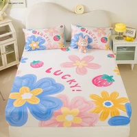 QianTingNew Product 1pcs 100%Cotton Printed Fitted Sheet Mattress Cover Four Corners With Elastic Band Bed Sheet(no pillowcases) 1