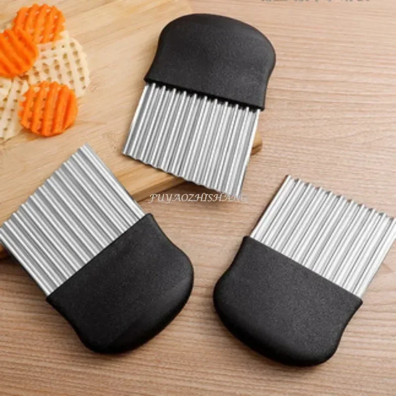 Potato Slicer for Kitchen Stainless Steel Potato Chip Slicer Dough Vegetable Fruit Crinkle Wavy Knife Cutter Chopper French Fry Maker Tools