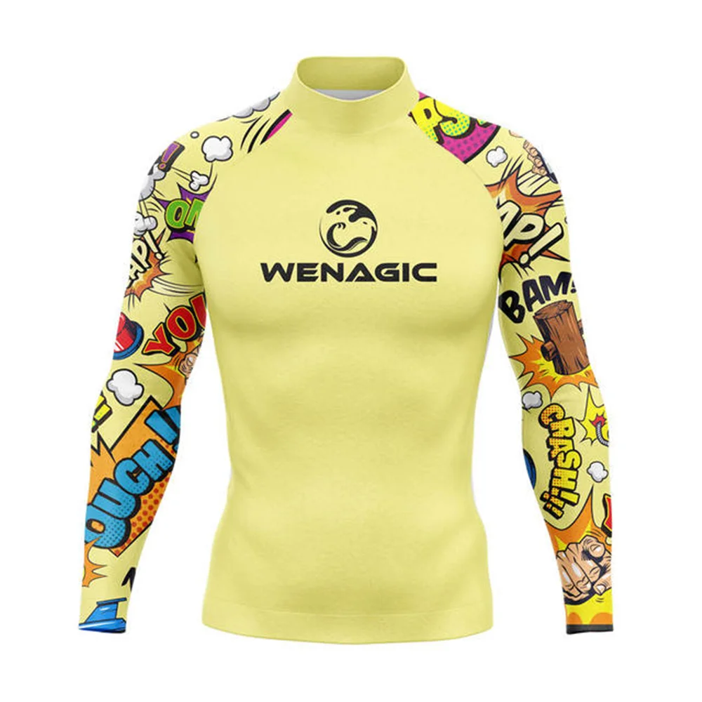 Wenagic Rashguard Surfing Clothing Men's Long Sleeve Uv Protection Swim T-Shirt Diving Rash Guard Beach Apparel Shirt Surfing