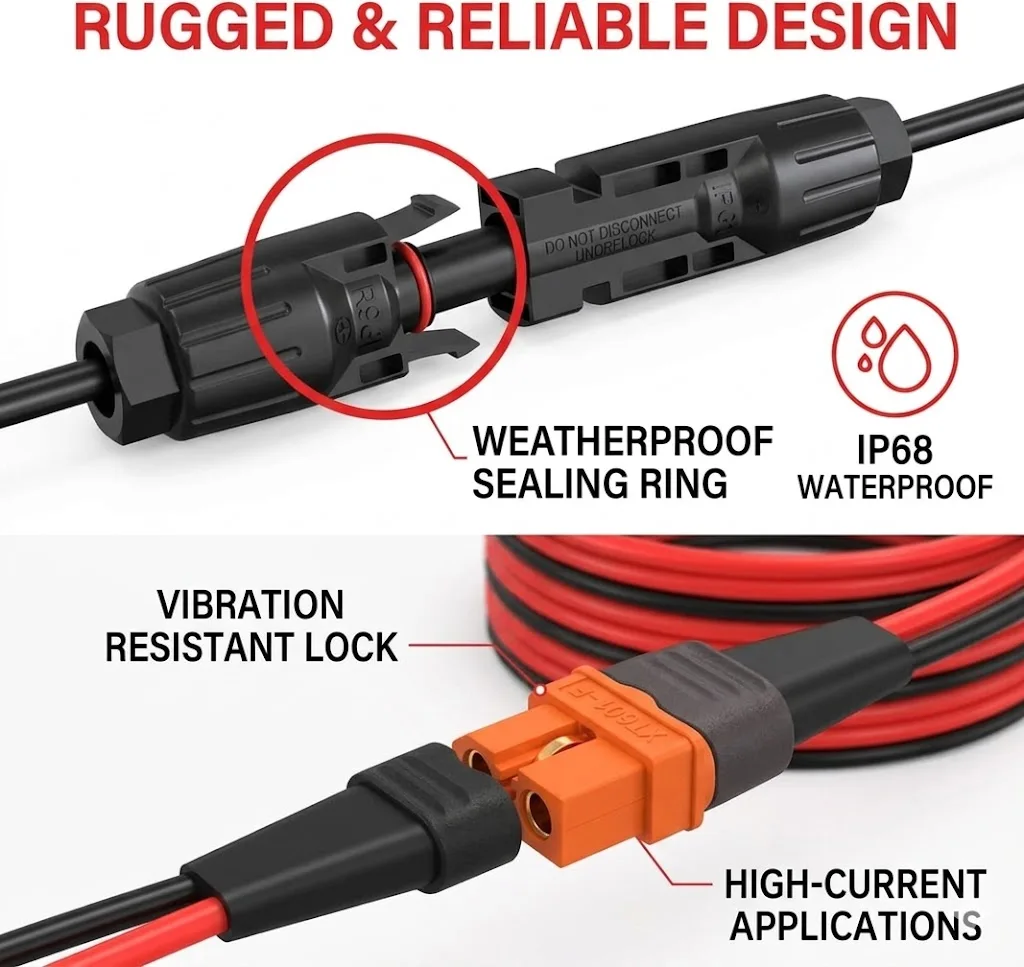 슈퍼뱃 12AWG 10피트 태양광-XT60i 케이블 2 10 25 35 50 75 100피트 태양광 커넥터-XT60i 어댑터 케이블 (휴대용 발전소용)