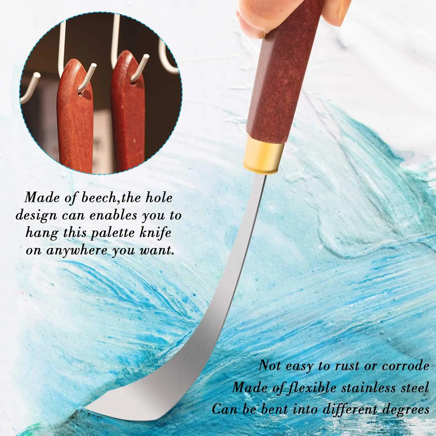 2pcs Painting Knife Set Painting Mixing Scraper Stainless Steel Palette Knife Painting Art Spatula with Wood Handle painting 3
