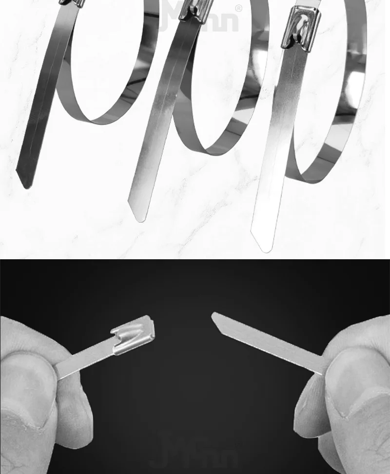 Description Picture 6 of item100Pcs 4.6mm 8mm 304 stainless steel cable ties self-locking wire bridge metal ties outdoor anti-oxidation marine cable ties