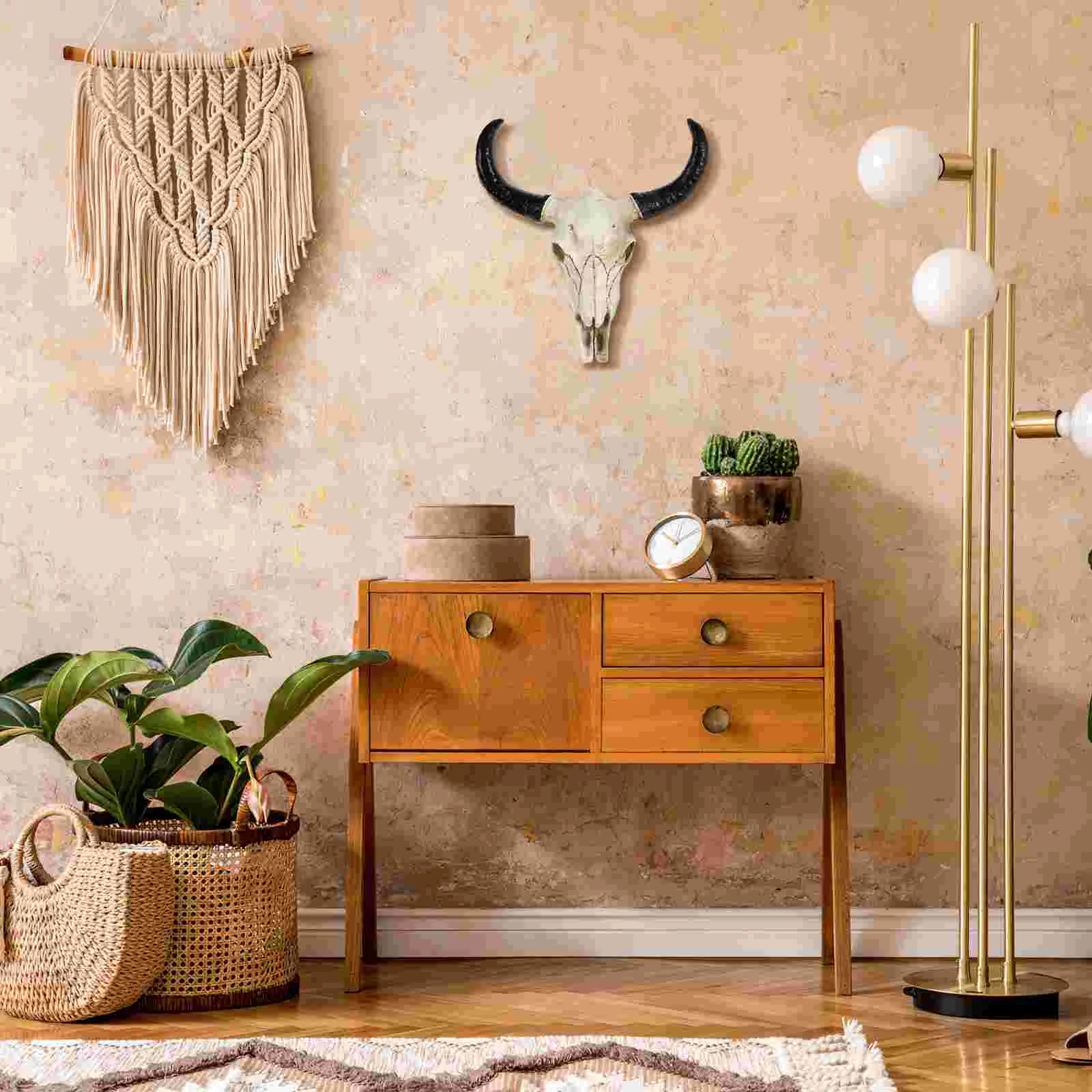 

Long Horn Cow Skull Wall Hanging Longhorn Steer 3D Creative Animal Sculpture Home Resin Bull Horn Figurines Crafts Ornaments