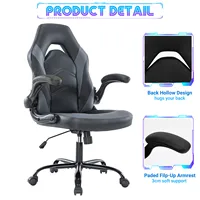 JHK Ergonomic Office Computer Home Gaming Desk Chair Adjustable PU Leather Racing Chair Flip-up Armrest For Christmas Furniture - Image 4