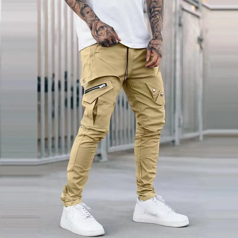 

Men's Pants Side Pockets Cargo Harem Pants Zipper Black Hip Hop Streetwear Solid Color Casual Skinny Joggers Trousers For Male