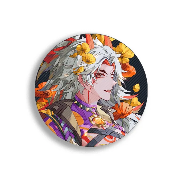 58mm Game Genshin Impact Brooch Pins Anime Badge Cosplay Yae Miko Xiao Zhongli Accessories For Clothes Backpack Decoration Gift Arataki Itto