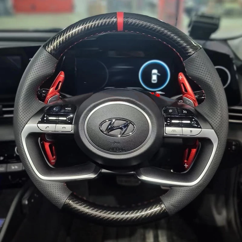 Coprivolante Cucito A Mano Per Hyundai Avante Santa Cruz Tucson Plug I20 Tucson Hyundai Cn7 Accessori Per Auto Copertura Intrecciata