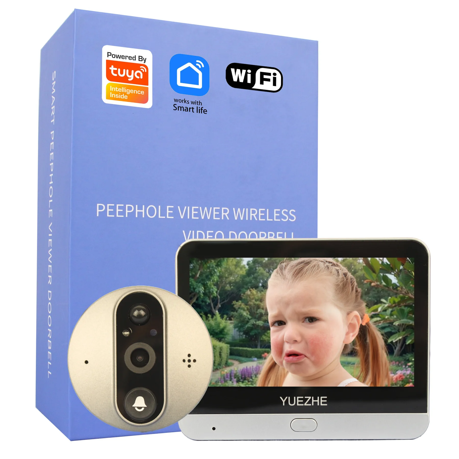 

Yuezhe Tuya Peephole Doorbell Camera Smart WiFi Video Wifi Silence 4.3inch 3MP Eye 5000mAh PIR Motion Alarm Alexa Door Phone