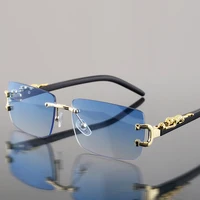 Frameless Rectangular Vintage Men Sunglasses for Daily Wear