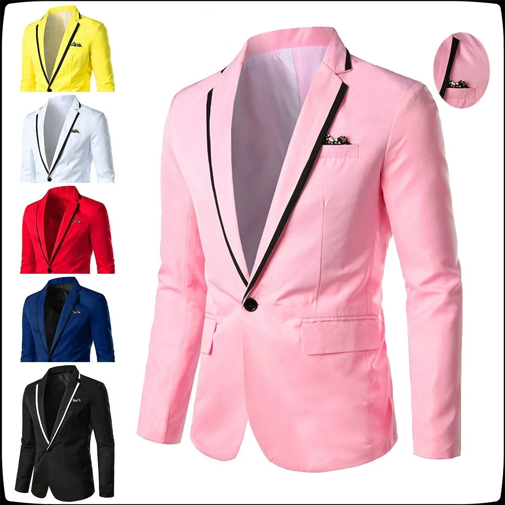Men's Slim Jacket Business Casual Suit Jacket Wedding Groom One Button Blazer,men suits jackets