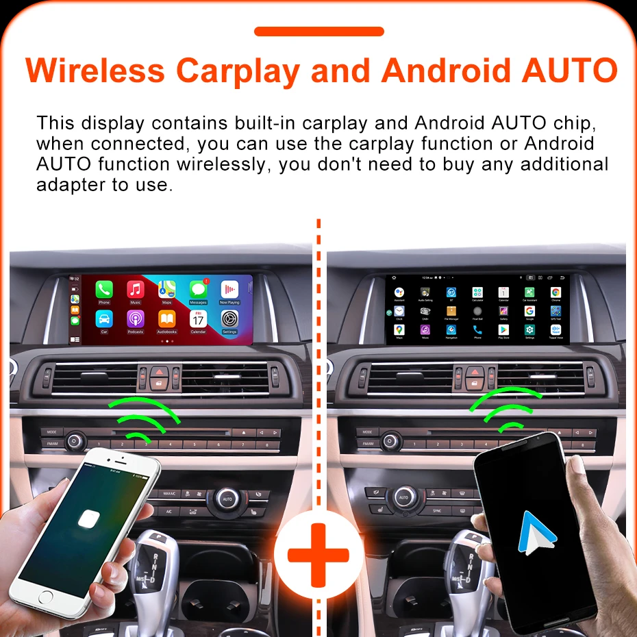 Pantalla de Radio para Auto con Snapdragon 8 CORE, Carplay Inalámbrico, Android 14, para BMW Serie 5 F10/F11 520i 525i 528i, Bluetooth, Estéreo, GPS, 2 din, Reproductor Multimedia, WIFI, 4G LTE 8