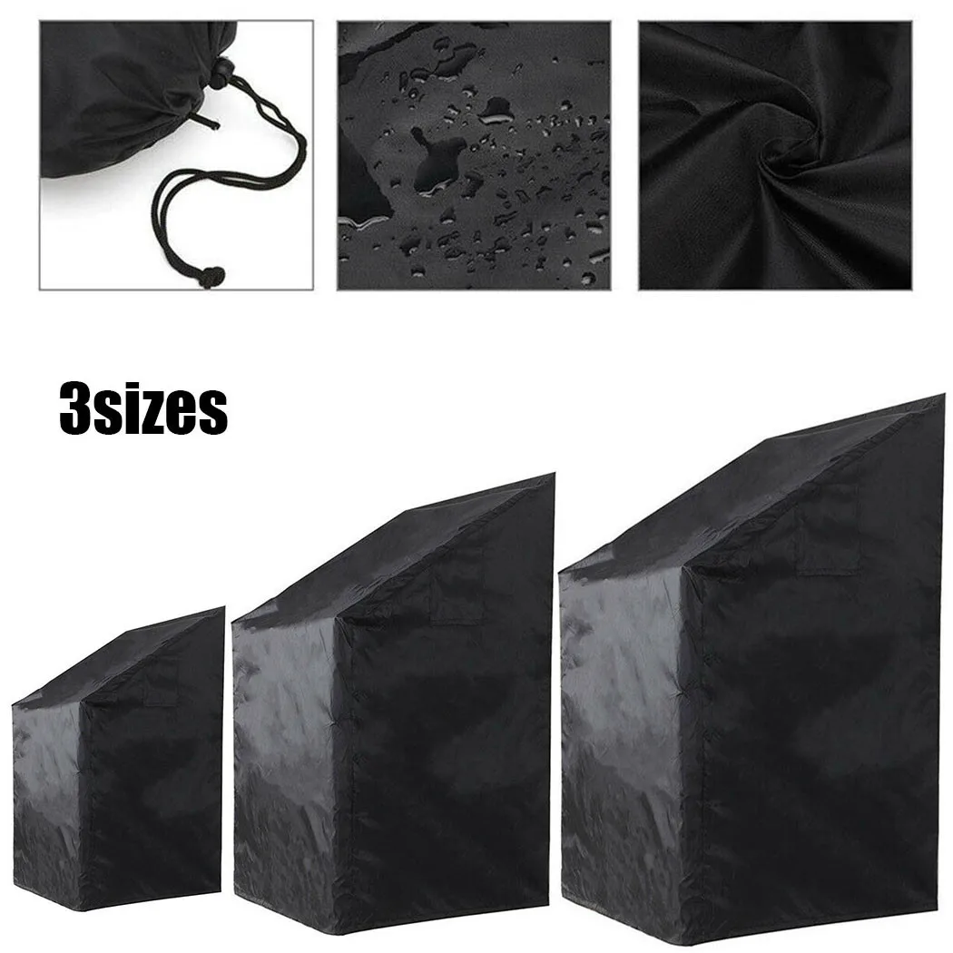 Black Protective Cover For Garden Chairs Oxford Furniture Tarpaulin Waterproof Dustproof Outdoor Grill BBQ Tools UV Protection
