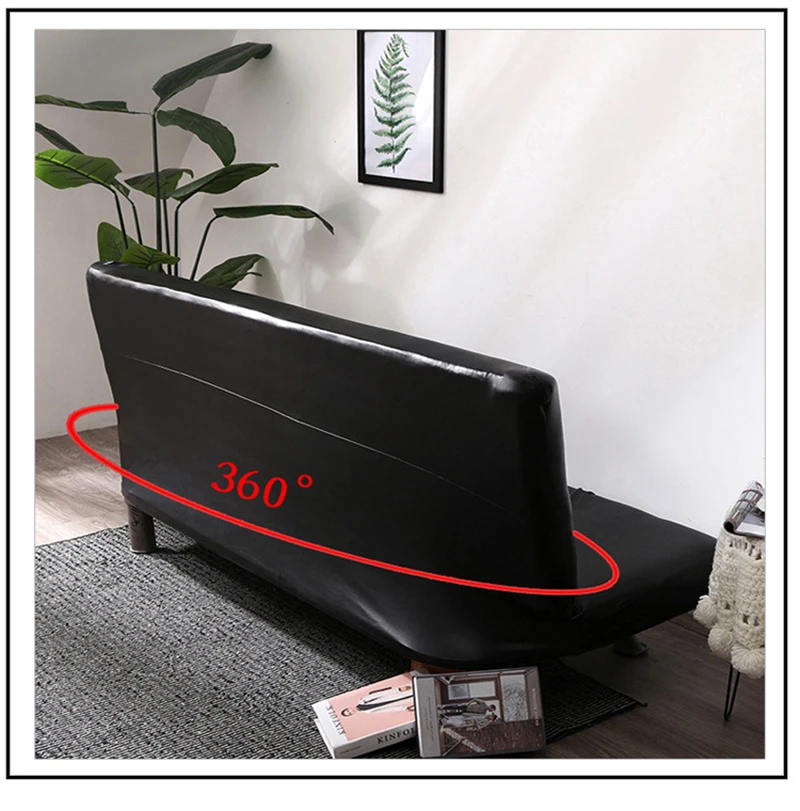 Pu Leather Sofa Bed Cover Without Armrest Slipcover Elastic Anti-dirty Folding All-inclusive Couch Cover Pet Furniture Protector 4