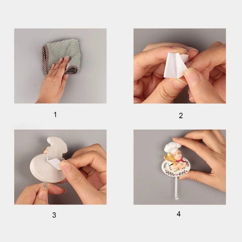 Resin Hooks 3D Cartoon Chef Tools Hooks Waterproof Bathroom Kitchen Hook Hole-free Wall Decorative