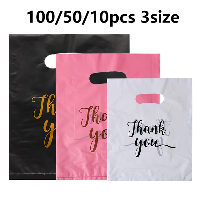 100/50/10 pièces sacs cadeaux de remerciement emballage cadeau d'anniversaire de mariage sacs de magasin en plastique emballage de magasin de pâtisserie de bonbons pour petites entreprises 1