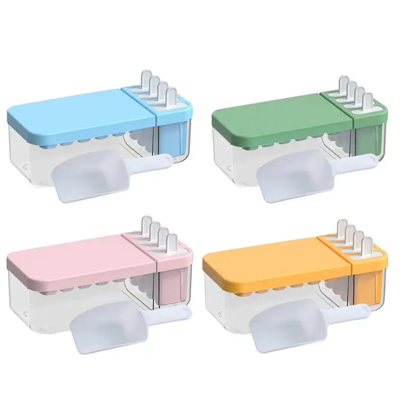 

Ice Cube Trays With Lid And Bin Non-stick Ice Cubes Mould Reusable Storage Tray Kitchen Accessories For Foods Juices Cocktail