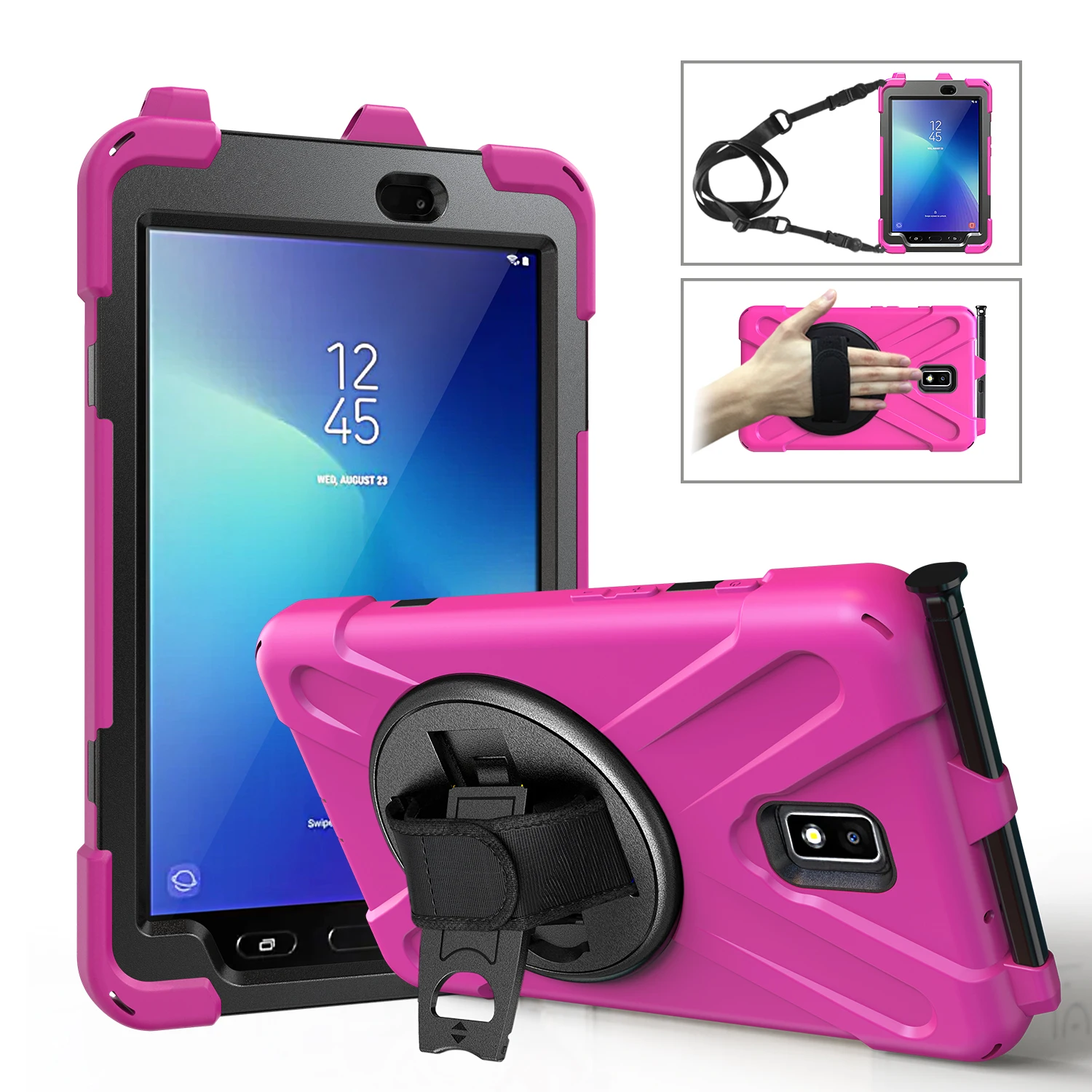 Capa de Silicone pc à Prova de Choque com Alça de Mão Seguro para Crianças para Samsung Galaxy Tab Active 10. T8.0 Sm-t395 10. 5