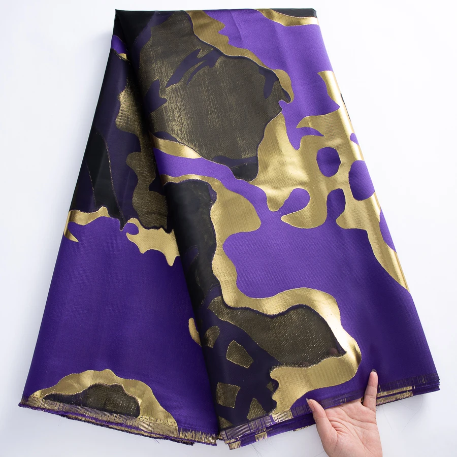 قماش دانتيل جاكار نيجيري بطول 5 ياردات - تصميم فرن...