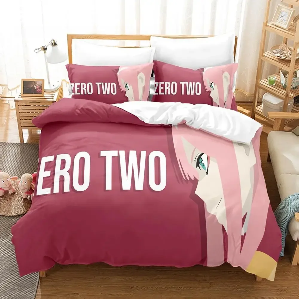 Zero Two (Darling In The FranXX) 002 Bedding Set Single Twin Full Queen King Size Bed Set Aldult Kid Bedroom Duvet Cover Sets