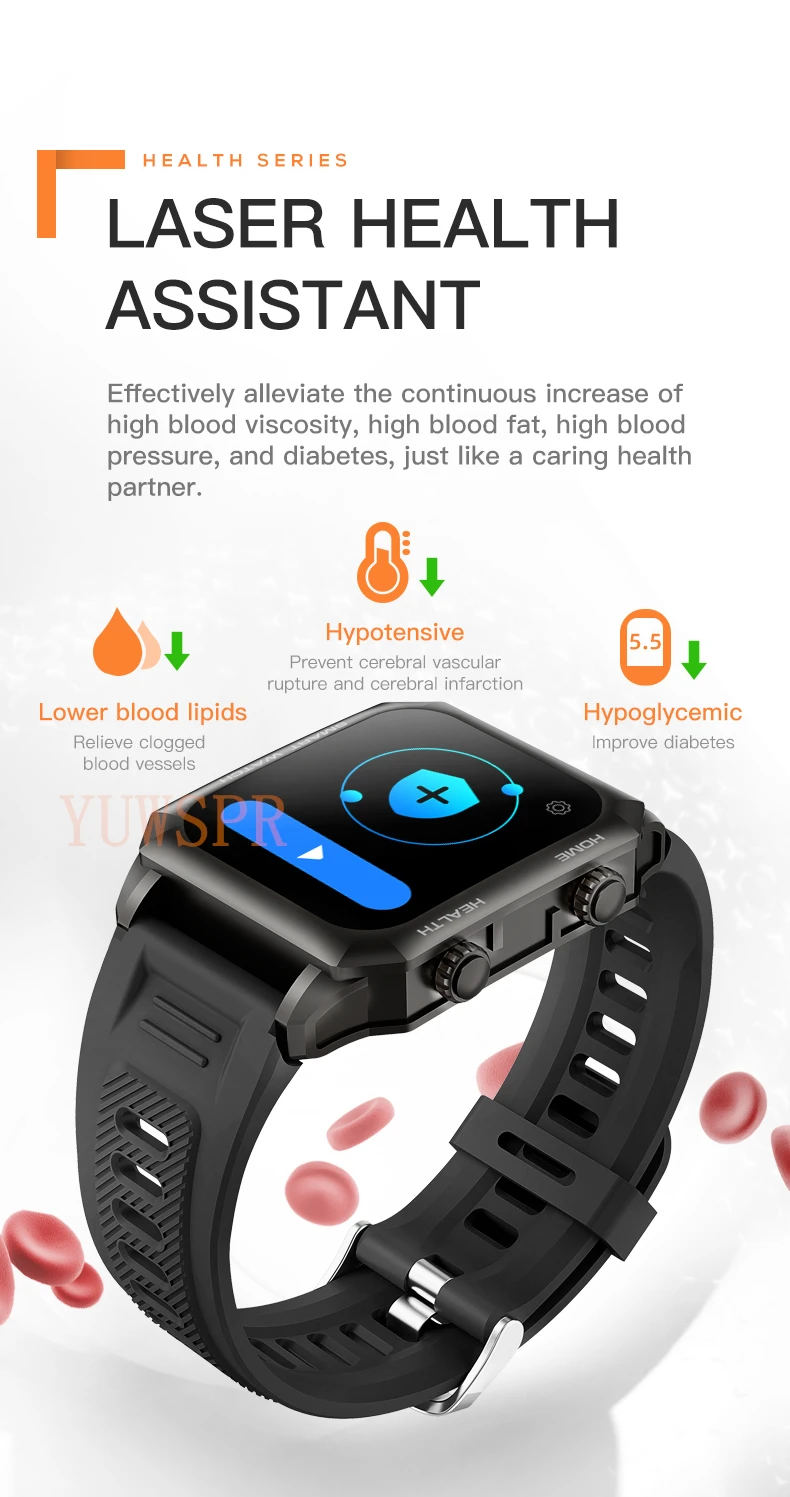 NEW Smart Watches Laser Health Assistant Heart Rate Blood Pressure Healthy Tracking Watch for Xiaomi Android 6.0 IOS 11.4 F900