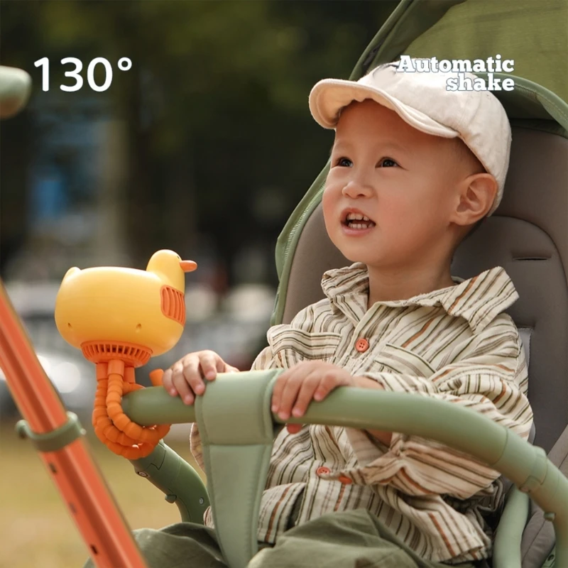 Cute Duck Baby Stroller Fan Wireless Electric Air Cooler Hand Portable Bladeless Rechargeable Mini Car Ventilator New Dropship