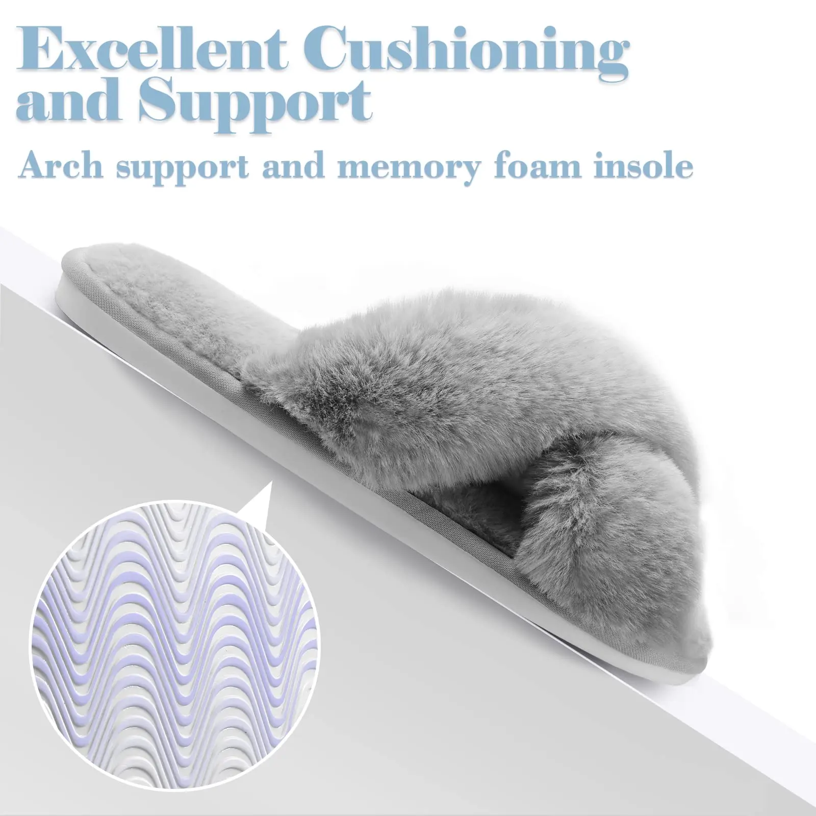 Comwarm Women Fashion Fuzzy Slippers Indoor Open Toe Flat Cotton Shoes Comfort Home Slippers Plush Fluffy Warm Shoes Cozy Slides