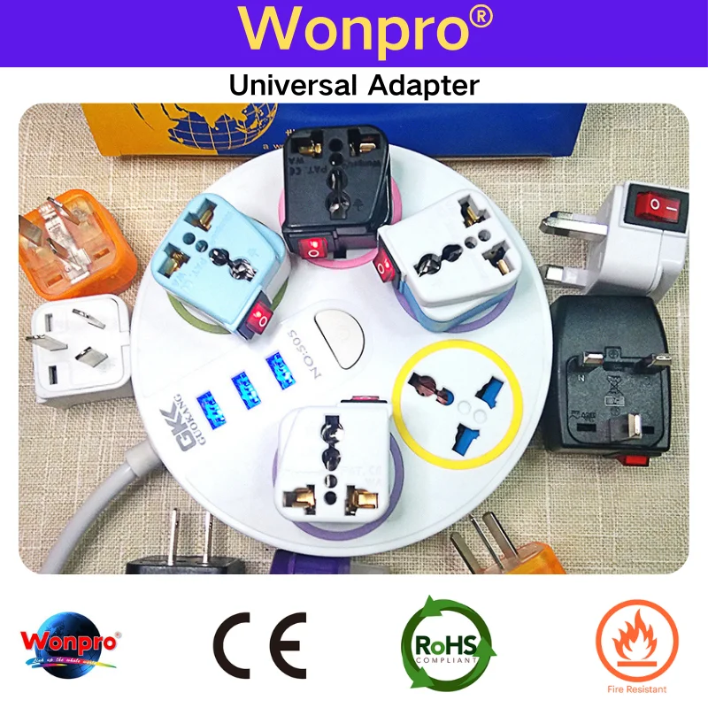 Universal Multi Plug Adapter With On/Off Main Switch