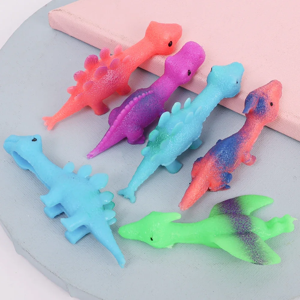 5/10PCS Funny Finger Catapult Dinosaur Slingshot Sticky Wall Toys for Adults and Kids Vent Decompression Catapult Dinosaur Toy 5