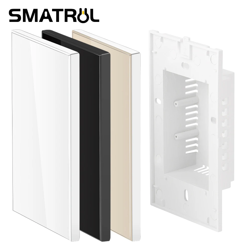 Smatrul-interruptor de Parede Decorativo em Branco Eua Brasil Caixa Inferior Vidro Temperado Casa Inteligente Wifi Função de Toque Preto Branco Ouro