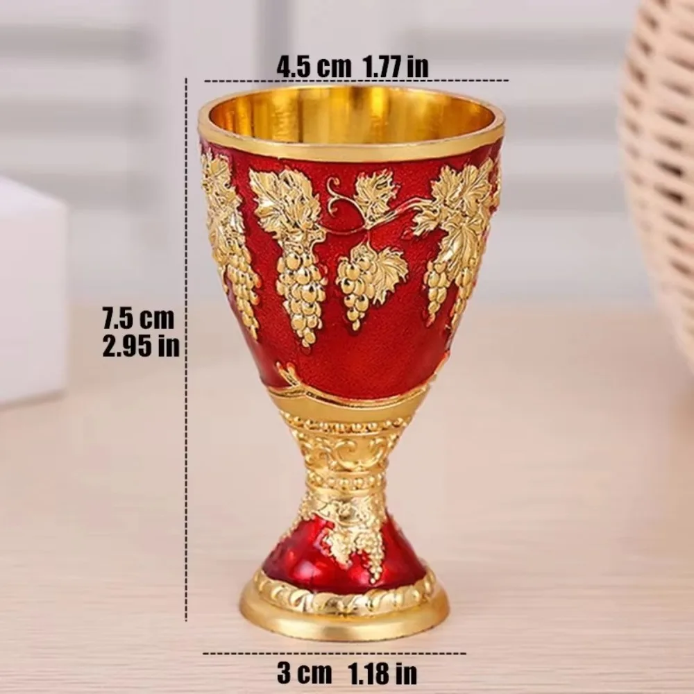 New European Style Wine Glasses Mini 30ml Spirits Cup Vodka Goblet Wedding Chalices Retro Alloy Red Liquor Glass