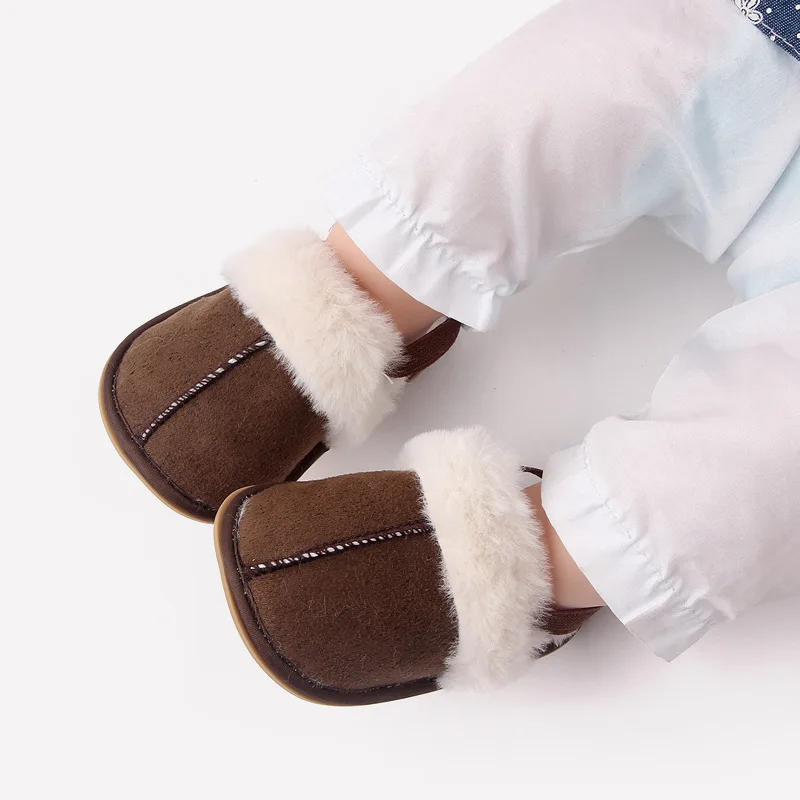 Brand Crib Shoes for Boy Infant Winter Warm Slippers Christian Baby Item Newborn Footwear Toddler Soft Rubber Bottom Garden Shoe
