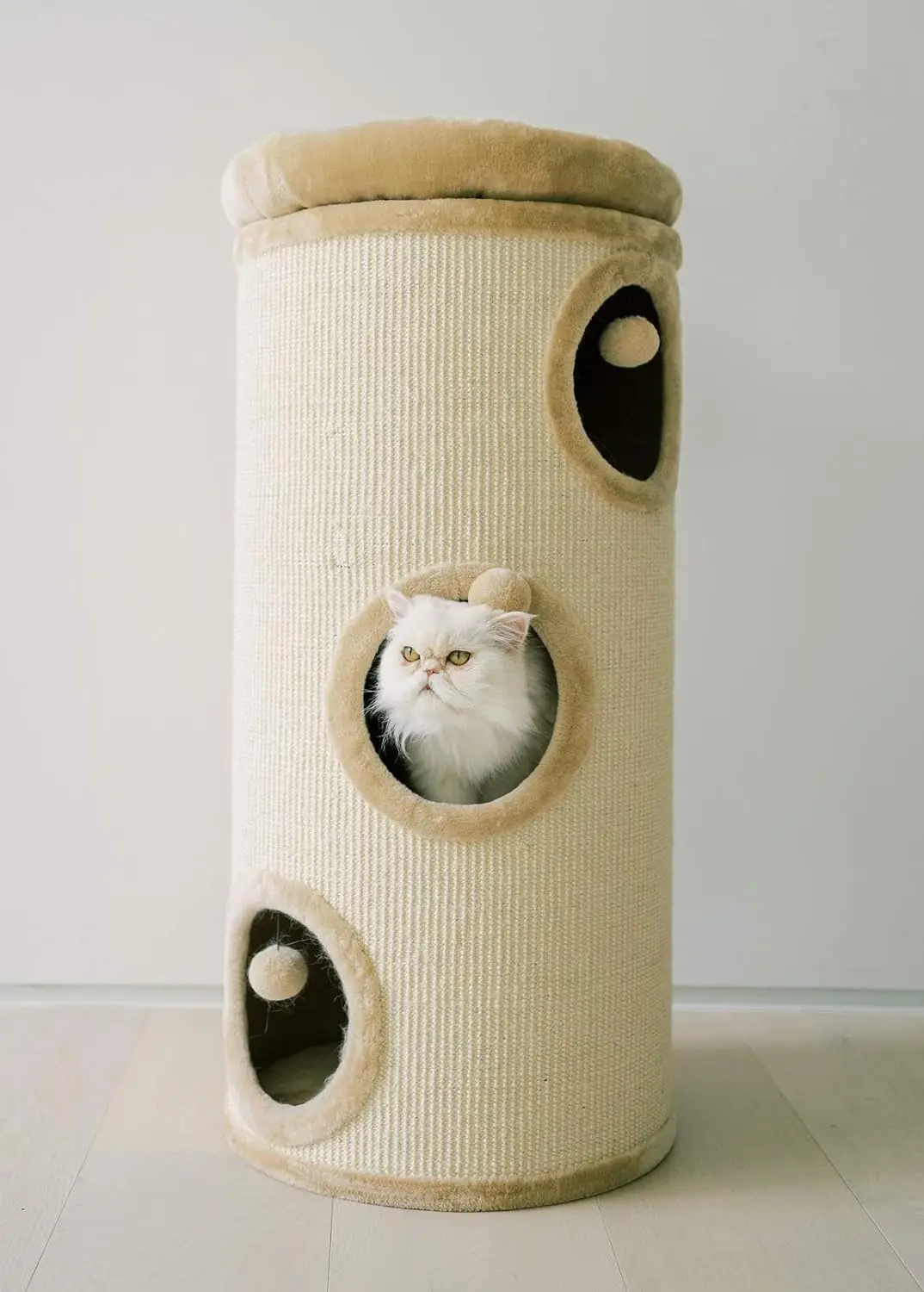 

3 Story Cat Tree Condo Barrel Tower, 38.5", Top High Edge Removable Snuggle Bed with Scratching Post for Cats and Kittens, N Cat