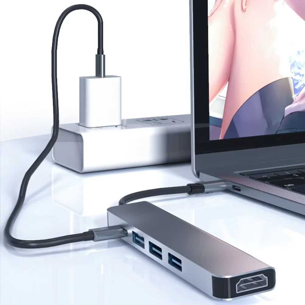 TYPE-C 5-in-1 docking station USB high-speed transfer hub multifunctional hub HD computer OTG sd card