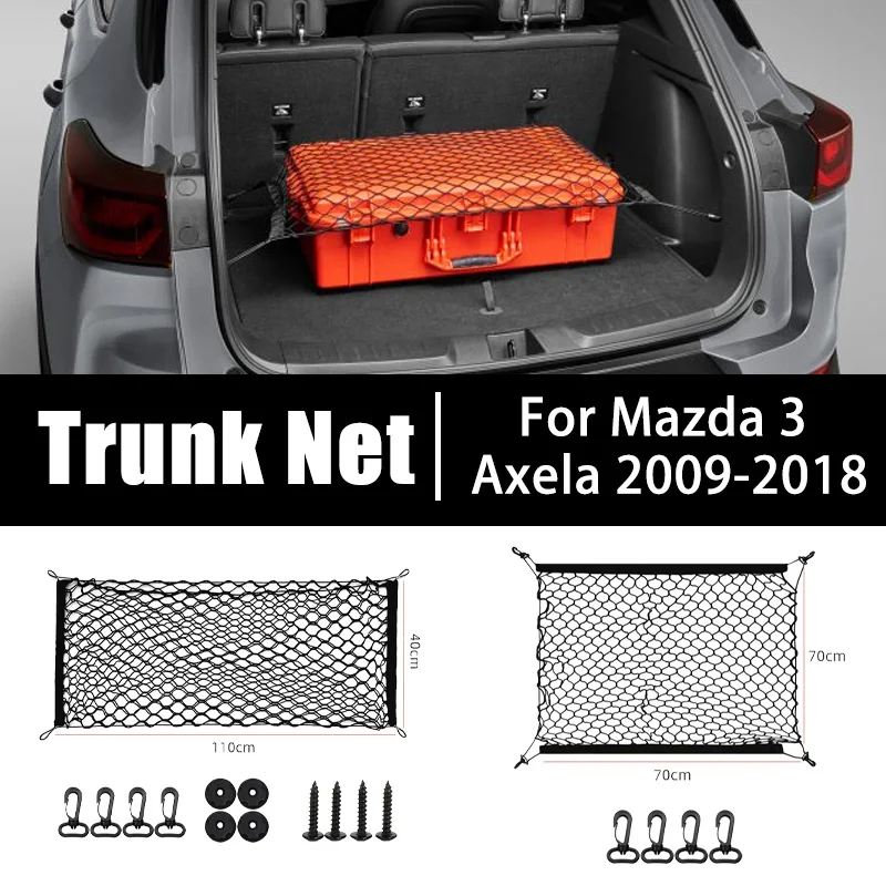 

Car Trunk Net For Mazda 3 Axela 2009-2018 2010 2011 Bag Black Mesh Nylon Trunk Organizer Elastic Luggage Storage Bag Accessories