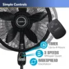 NEW Oscillating Cyclone Pedestal Fan, Adjustable Height, Timer, Remote Control, 3 Speeds, for Bedroom, Living Room Home Office 2