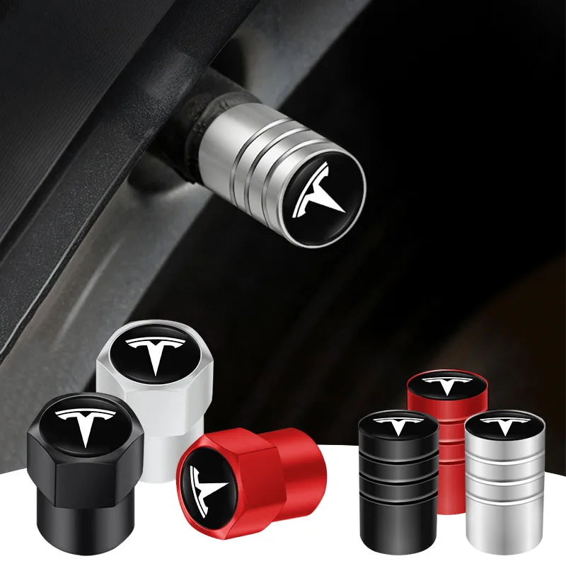 4 ชิ้นรถวาล์วหมวกล้อวาล์วฝุ่นยางอุปกรณ์เสริมสําหรับ Tesla รุ่น 3 รุ่น S รุ่น X รุ่น Y Cybertruck Roadster 1
