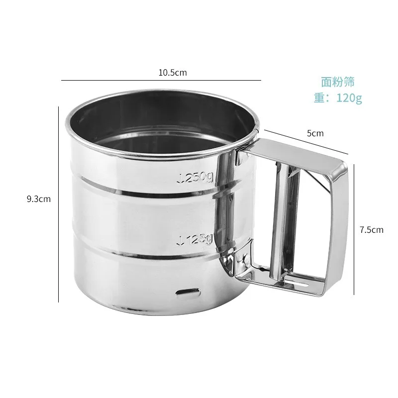 Flour Sifter Powder Sieve Large double flour sieve stainless steel manual powder sieve cup stainless steel flour filter