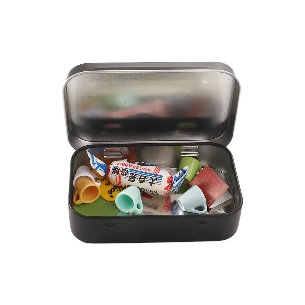 Sealed Tin Survival Kit Coin Organizer Black Card Case Metal Empty Box Black Storage Box Candy