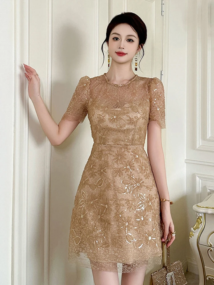 knee length dresses for ladies Anissa Vintage Lace Mini Dress – House of Fleur main image 0
