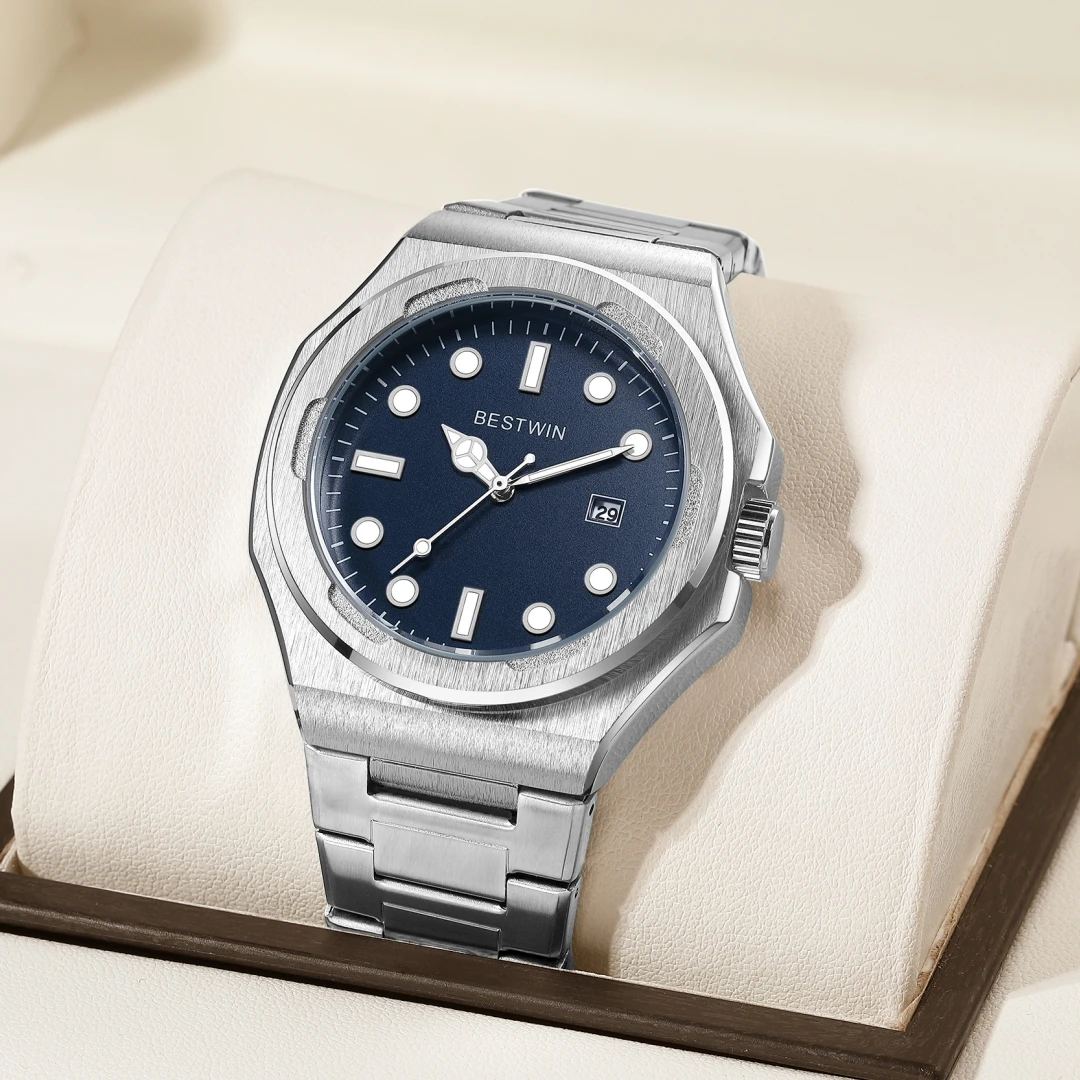 Luxury Men's Quartz Watch Stainless Steel Quartz Movement Luminous Shell Dial Sapphire Crystal Wristwatches 2023